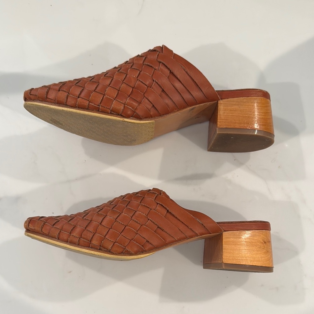 Liberte Brown Woven Leather Mules - Picture 4 of 6